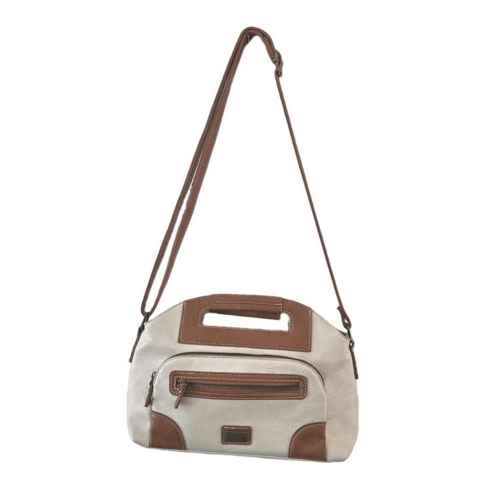White Mountain Women's Cream & Saddle Vegan Leather Crossbody Handbag Bag